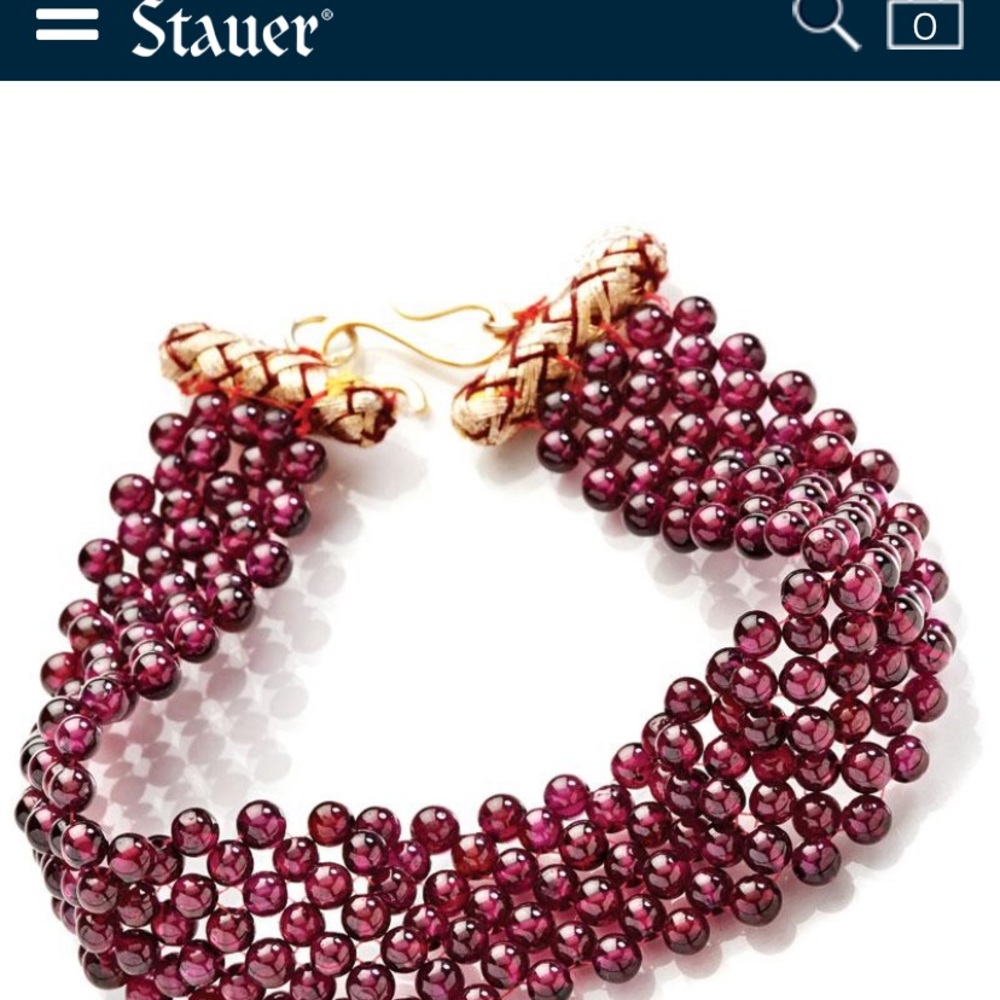 Stauer garnet set necklace, earrings & bracelet